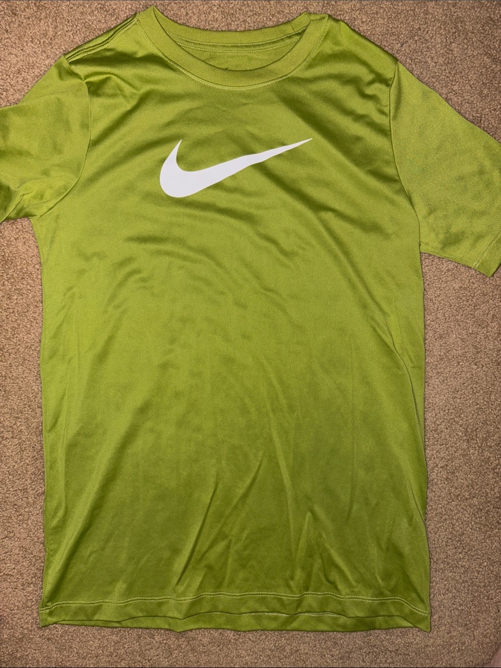 Nike Bright Lime Green Short-Sleeve Shirt with White Swoosh
